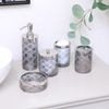 Melody Maison Smoked Patterned Glass Toothbrush Holder with Silver Rim