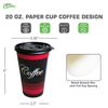 20oz Design Coffee Cups and Black Flat Lids Hot Cold Drinks Disposable 100pcs