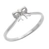 Silverly Women's 925 Sterling Silver Thin Small Bow Ribbon Wire Knot Stackable Band Ring