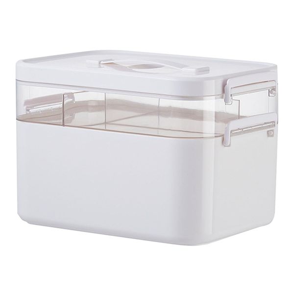 Medicine Storage Box,Household Medicine Storage Box Organiser,First Aid Box,Double Layers Multi Grid Medicine Box,Portable with Lid Medication Storage Box Medicine Cabinet for Home,School,Office