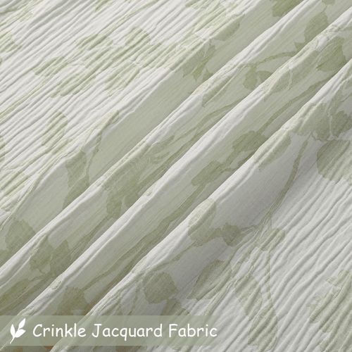 OVZME Yellow Green Flower Boho Shower Curtain for Bathroom 78 Inch Length, Textured Crinkled Soft Fabric, Heavy Duty Hotel Quality Bathroom Shower Curtain, Machine Washable, 72Wx78L Inches