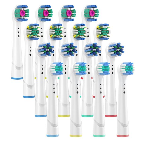 Replacement Brush Heads for Oral B Compatible Electric Toothbrush Heads, Including 4 Precision, 4 Floss, 4 Cross and 4 Whitening - 16 Variety Pack