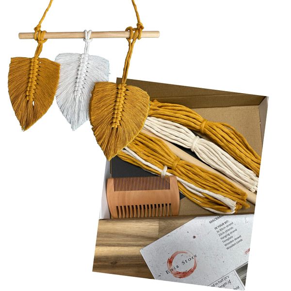 Macrame Kit for beginners, leaf wall hanging craft kit Macrame leaves DIY set Make your own