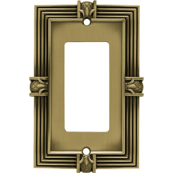 Franklin Brass Pineapple (1-Pack) Decorative Light Switch Cover Tumbled Antique Brass 1-Gang Decorator/Rocker Wall Plate Electrical Outlet Guard 64473