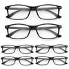 KoKoBin 6 Pack reading glasses Ultralight rectangular Glasses for men women Computer Reader (6 Pack Black, 1.5, Dioptres)