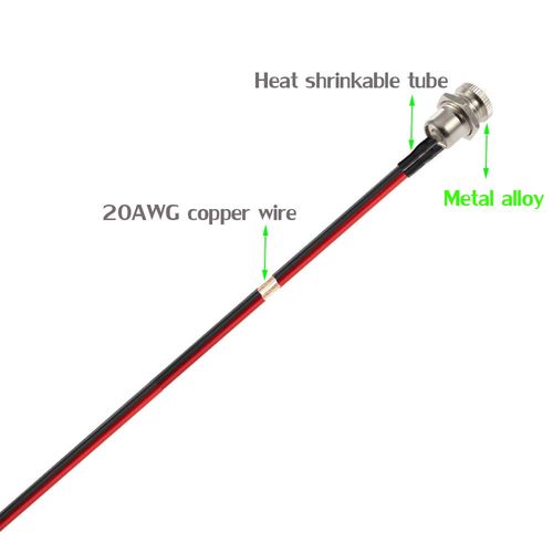 QOFOWIN 5.5 x 2.1 MM 8A DC Power Jack Cord Socket Threaded Female Mount Connector with Pre-soldered Wires and Waterproof Cover Cap for CCTV Surveillance Security Camera System