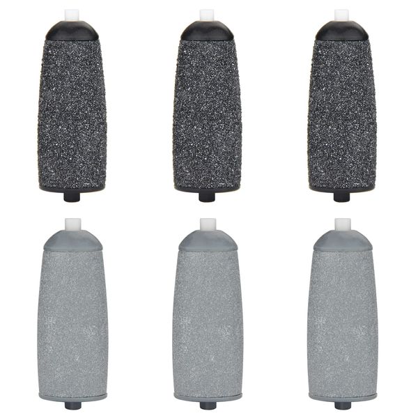 Replacement Heads for Flawless Pedi, Replacement Roller Refills Heads Compatible with Finishing Touch Flawless Pedi Electric Tool File, 6-Pack ( 3 Black Coarse and 3 Gray Fine )