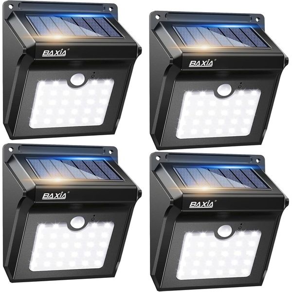 BAXIA TECHNOLOGY Solar Outdoor Lights Wireless 4-PACK(28LED), 4 Packs