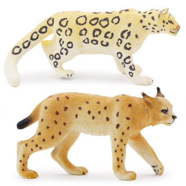 Gemini&Genius Lynx Snow Leopard Toys Set for Kids, Forest Animals Toy Figures, Woodland Animals, Wildlife Figurines, Cake Toppers, Display, Education, Play Toys for Kids Toddlers