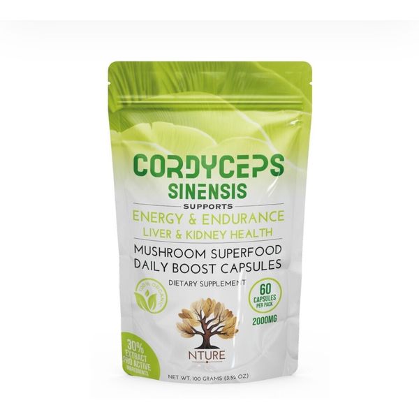 Cordyceps Organic Mushroom Complex Extract Capsules, 2000mg High Concentration