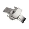 RECHERE 20mm Silver Brushed Matte Push Button Butterfly Deployment Clasp For Leather Watch band Strap