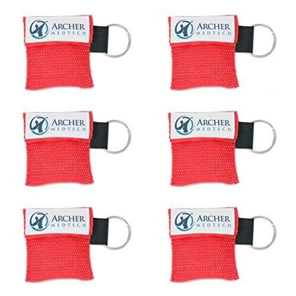 6 pack - Key Ring CPR Mask - Emergency Face Shield with One-way valve