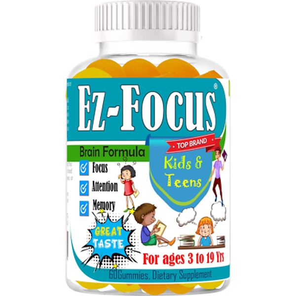 Ez Focus Gummies for Kids Brain Focus Support Chewable Focus Kids Vitamins Atten