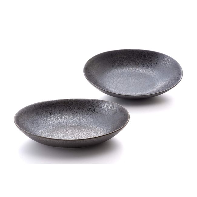 Marukyo Pottery Cafe Style Oval Curry Plate, Set of 2, Black