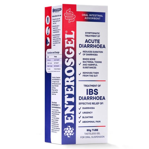 Enterosgel Tube 90 g. - Relief from IBS Symptoms: Diarrhoea, Abdominal Pain, Bloating, Urgency | Drug-Free Irritable Bowel Syndrome Treatment | Acute Diarrhoea Relief