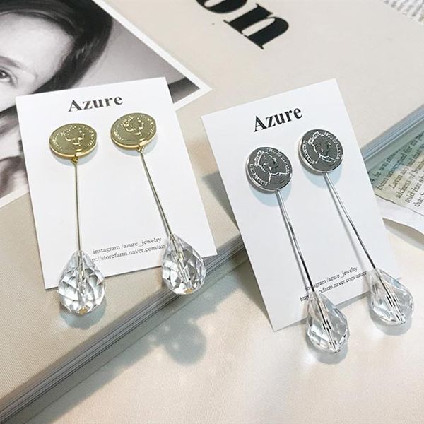 Vintage Coin Crystal Antique Drop Earrings