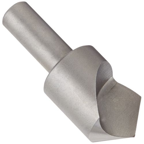 KEO 53100 High-Speed Steel Single-End Countersink, Uncoated (Bright) Finish, Single Flute, 100 Degree Point Angle, Round Shank, 1/2" Shank Diameter, 1" Body Diameter