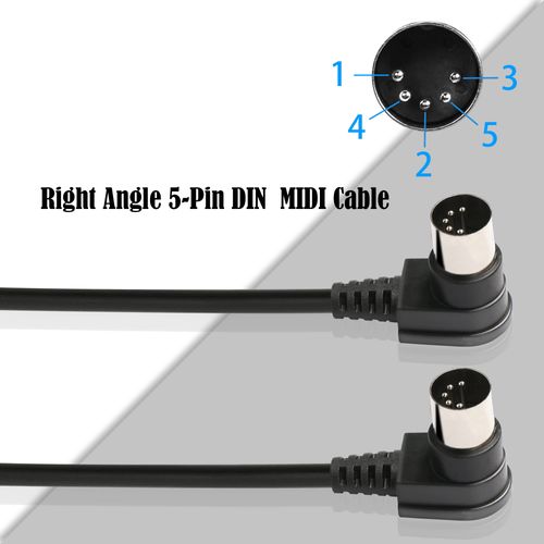 GINTOOYUN Right Angle 5 Pin DIN MIDI Cable Right Angle 90 Degree DIN Male to Right Angle 90 Degree DIN Male 5 Pin Male MIDI Audio Cable for Music Mixer, MIDI Keyboard etc (1m)