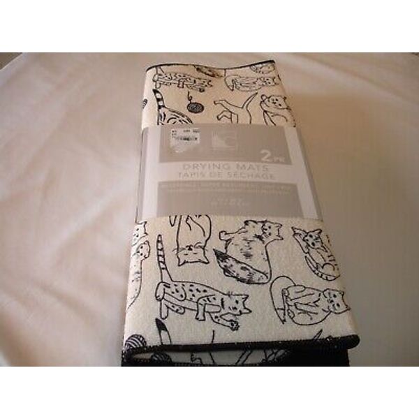 New! Pets Animals Cats Cat Dish Drying Mat Countertop Cats Dry Mat Reversible PK