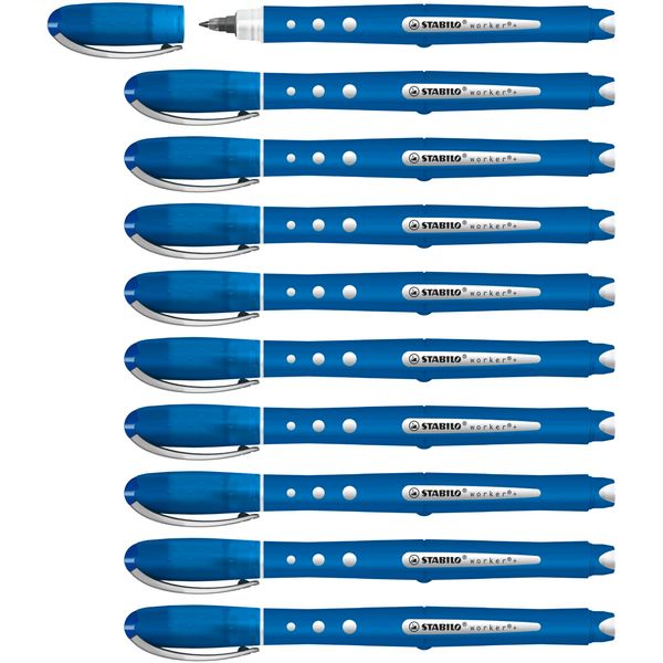 Rollerball - STABILO worker+ colorful - Pack of 10 - Blue