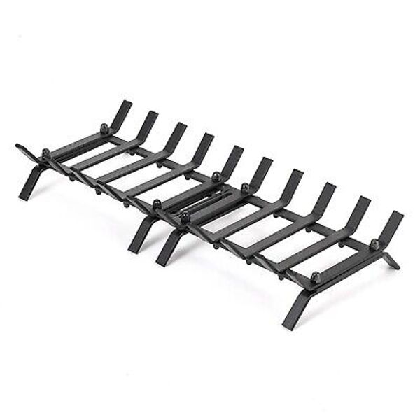 Heavy Duty Fireplace Grate Rack, 24 inch Solid Steel Fireplace Log Grate, Mat...