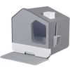 Anti-Splash Closed Cat Litter Box with Litter Scoop Front  Exit Door Ventilate