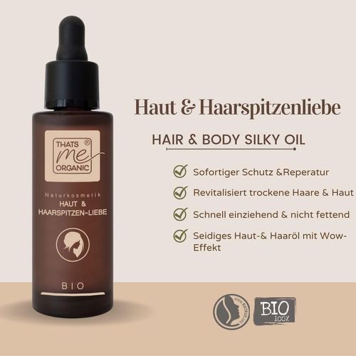 That's Me Organic Skin and Hair Tip Love Hair Oil (30 ml) 2-in-1 Protect + Repair - Argan Oil for Intensive Skin and Hair Care - For Body, Face, Dry Hair and Scalp