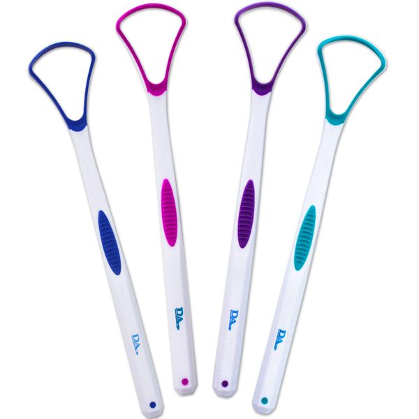 4 Tongue Scraper Cleaner ~ Soft & Gentle Silicone Head (1 of Each Colour)