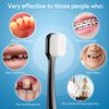 OBrush Soft Toothbrush for Sensitive Gums, New Japanese 20,000 Micro Fine Nano Bristles Tooth Brush for Adults, Pregnant and Elderly, Packed in Portable Case, Color Black and White Pack of 2