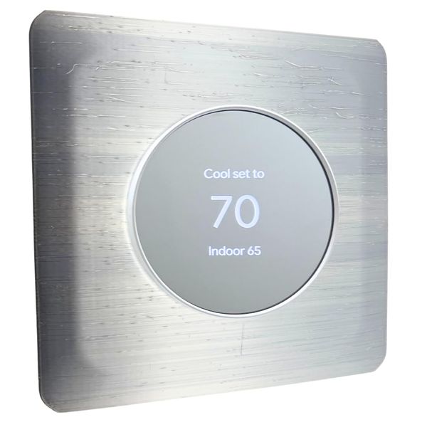 Silver Sheen Square Wall Plate for Google Nest Thermostat 2020 Version Texture Trim Piece