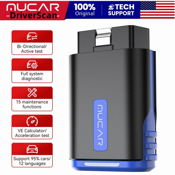 MUCAR DriverScan Auto OBD2 Scanner Bi-directional Scan Tool Full System 15 Reset