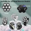 Roziapro Upgrade 7D Freedom Head Shaver Replacement Blades Electric Shaver Replacement Head Shavers for Bald Men Replaceable Head Waterproof Blades for Men 5 in 1 Bald Head Replacement Blades (Gray)