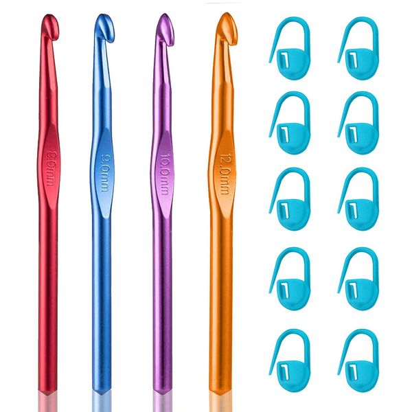 OWill 10 pcs Crochet Hooks (8mm 9mm 10mm 12mm)