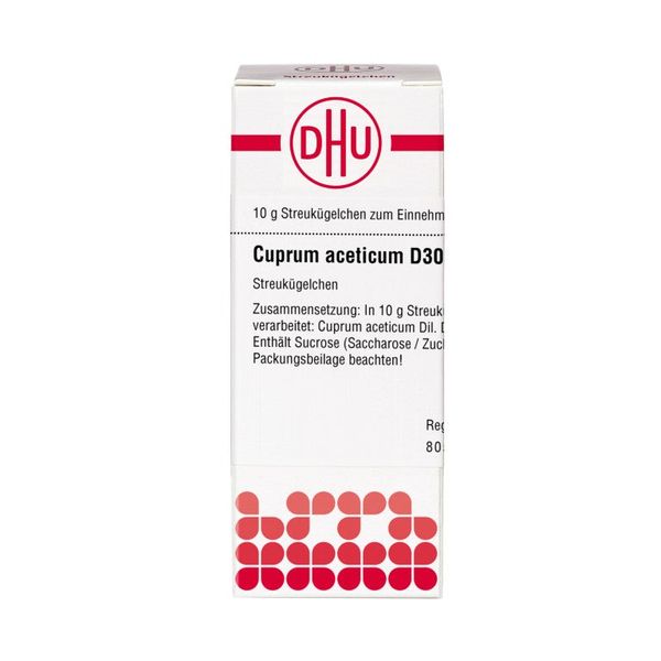 Cuprum aceticum D30 DHU Globuli, 10 g Globuli