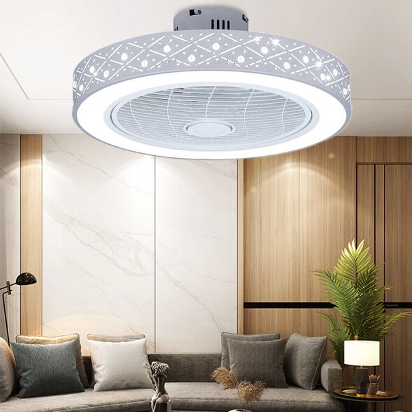 Remote Dimmable 3 Speeds LED Ceiling Fan Lighting Enclosed Chandelier Fan Lamp