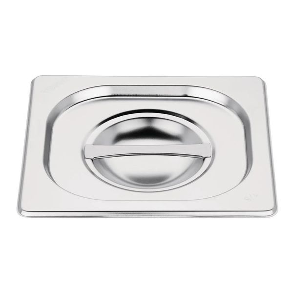 Vogue Stainless Steel 1/6 Gastronorm Pan Lid, Silver, Compatible with all Vogue 1/6 sized Gastronorm Trays (K992) | K993