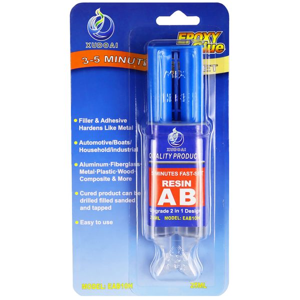2 Komponenten Kleber-Kunststoff, XUDOAI Metall, Kunststoff, Holz, Glas Epoxidharz Kleber 2 Komponenten Schnell Loch Ausfüllen, Reparaturschäden （25ml Y)