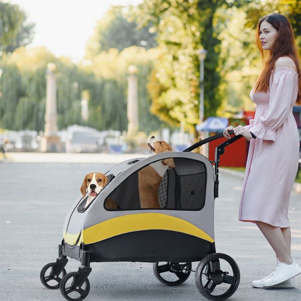 XXL Large Pet Stroller with Lockable Wheels and Divider for 2 Dog Jogger Wagon