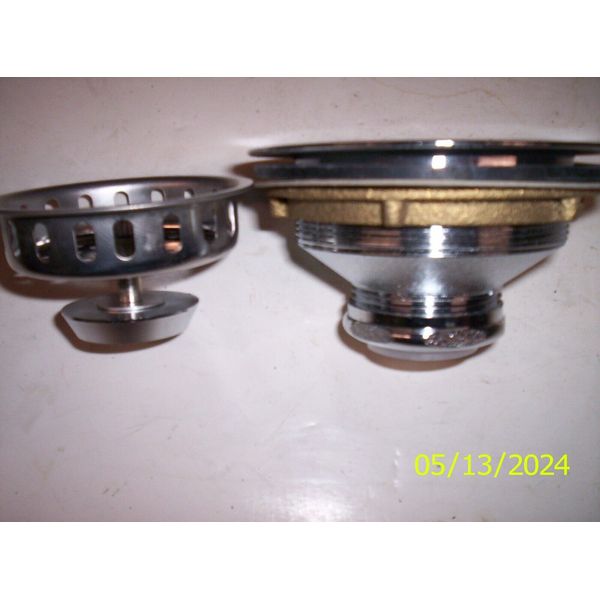 EXTRA HEAVY Chrome Plated Cast Brass Kitchen Sink Strainer! NOS.