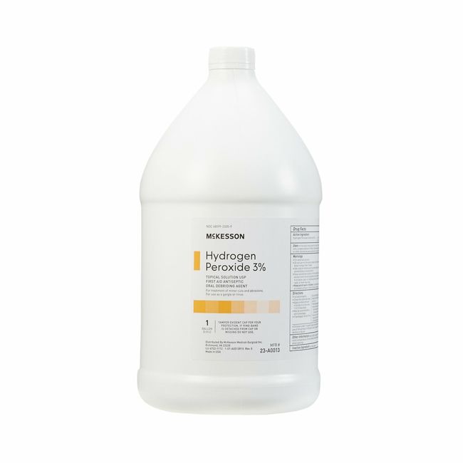 4 Pack McKesson 1 Gallon First Aid Antiseptic Hydrogen Peroxide 3% Liquid Bottle