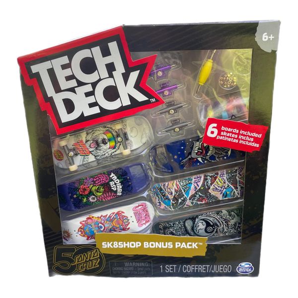 TECH DECK Sk8shop Bonus Pack Mini Finger Skateboard Multi Pack 2022 Series (Santa Cruz 50th 2.0 (Sk8shop Bonus Pack))