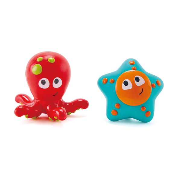 Hape Ocean Floor Squirters | Colorful Baby & Toddler Bath Toys, Colorful Baby & Toddler Bath Toys, Silicone and Non-Toxic Set, Water Spouting and Suction, Octopus & Starfish