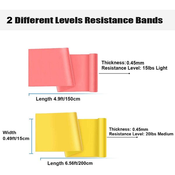 Resistance Bands - 2m Professional Latex Elastic Band for Home or Gym Upper & Lower Body, Physical Therapy, Strength Training, Yoga, Pilates, Rehab Fitness Bands (Yellow/Pink)