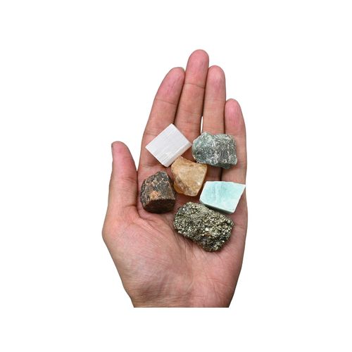 Crystals for Money and Success Manifestation, Set of 6 Citrine, Pyrite, Garnet, Selenite, Green Aventurine and Amazonite Healing Crystals and Stones