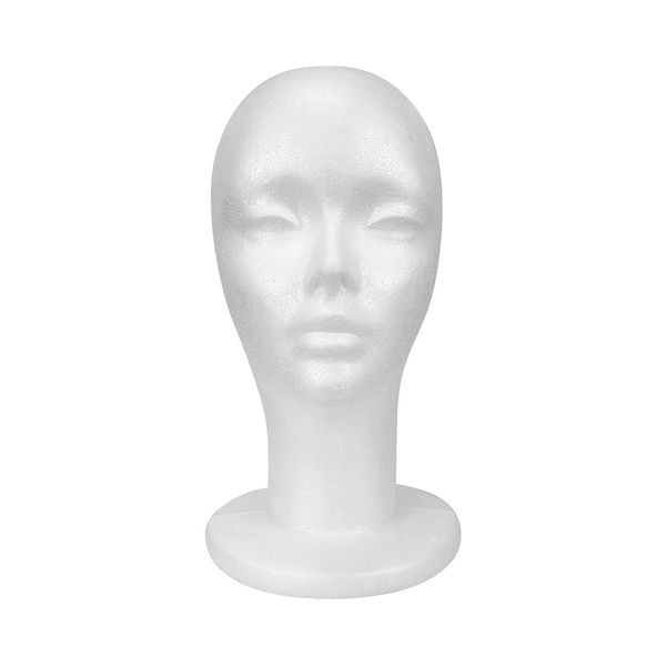 STUDIO LIMITED Styrofoam Mannequin Head, White Foam Wig Head Display (1 PACK)