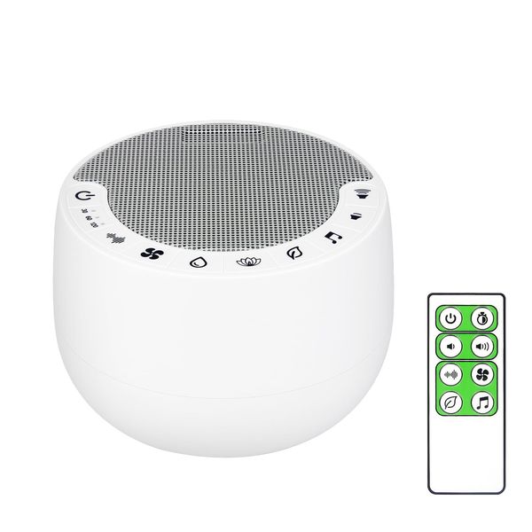 BIGMONAT White Noise Machine with Remote Control, with 70 Natural Soothing Sounds and AC Adapter Power Supply (Including Adapter), with Memory and Timing Functions to Improve Insomnia-White