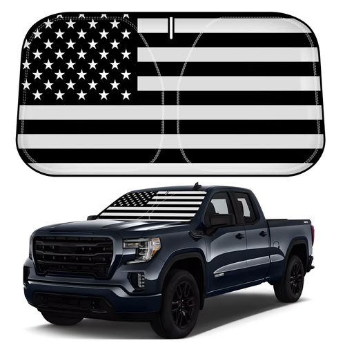 D-Lumina Windshield Sun Shade for 2019-2025 GMC Sierra 1500 2500 3500 Accessories, Front Window Sunshade American Flag Sun Visor Protector Sun Shield Block UV Ray Heat, Foldable 2 Layers 210T Material