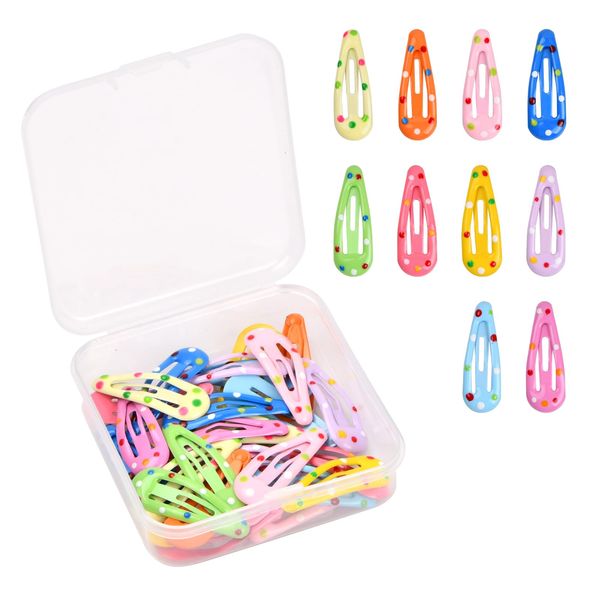 Cozlly 30 Stück Bunte Haarspangen Mädchen, 3 CM Süße Snap Haarklammern Haarschmuck, Haar Clips Metall, Snap Haarspangen, Kinder Haarklammern, BB Haarclips, Mini Haarnadeln für Kinder Baby Mädchen