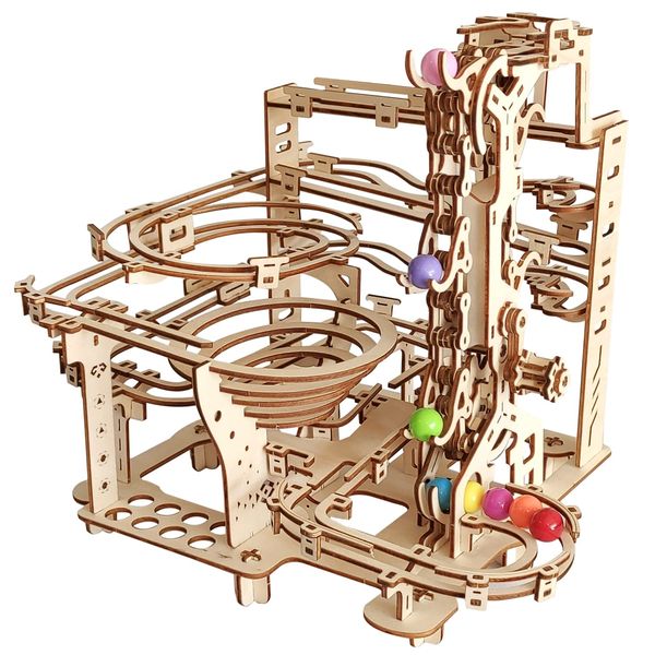 Wooden Marble Run 3D Puzzle - Wood Crafts Mechanical Marble Run Assembly Building Model Kits - Wooden Puzzle DIY Brain Teaser Puzzles - Christmas Birthday Gifts for Adults & Teens Boys Girls