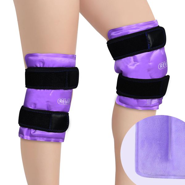 REVIX Knee Ice Pack for Injuries Reusable, Gel Ice Wrap with Cold Compress Therapy for Swelling, Bruises, Injuries, Meniscus Tear, Hands-Free Application